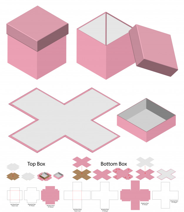 天地盖包装盒纸盒礼品盒刀版展开图模板