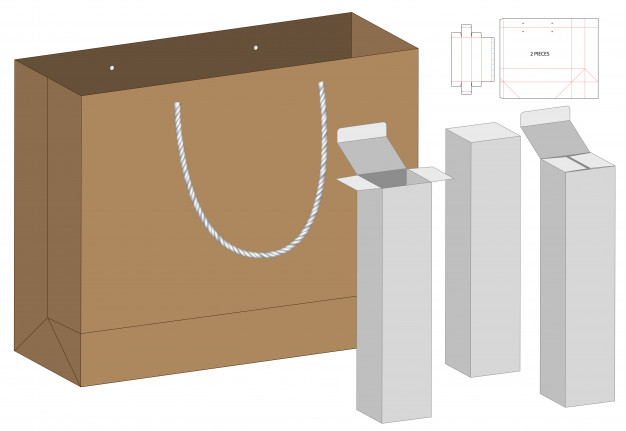 手提袋包装盒展开图刀版模板