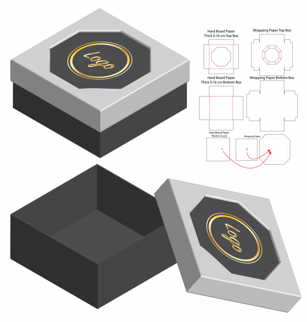 天地盖包装盒纸盒礼品盒刀版展开图模板