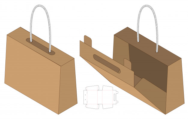 手提袋包装盒展开图刀版模板