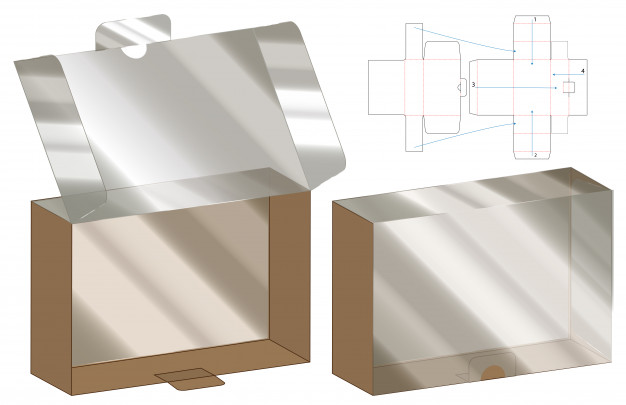 开天窗透明产品包装盒刀版展开图模板