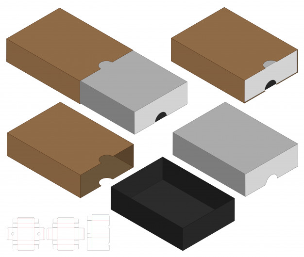 抽屉盒产品包装盒刀版展开图模板