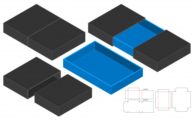 抽屉盒产品包装盒刀版展开图模板