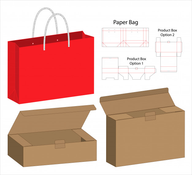 手提袋包装盒展开图刀版模板