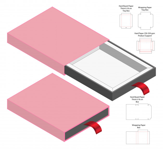 抽屉盒产品包装盒刀版展开图模板