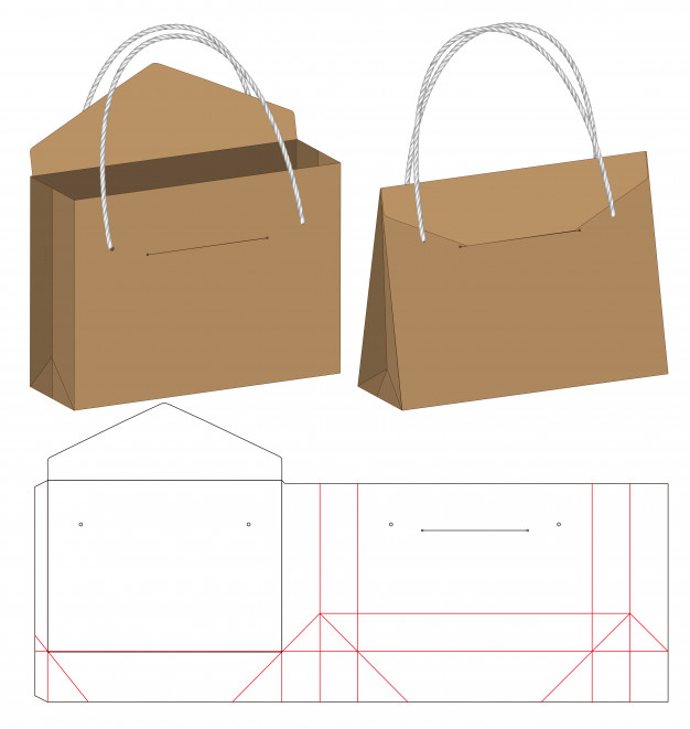 手提袋包装盒展开图刀版模板
