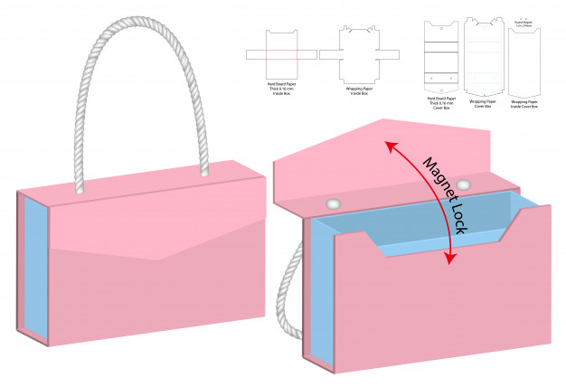 手提袋包装盒展开图刀版模板