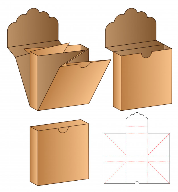 翻盖产品包装盒刀版展开图模板