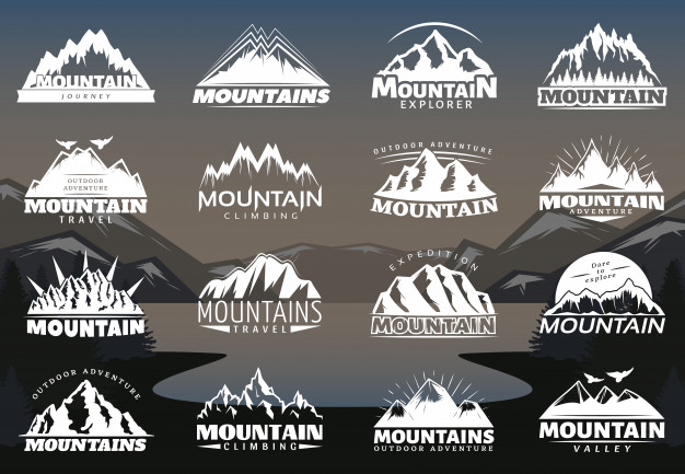 雪山，登山户外旅游露营logo标志