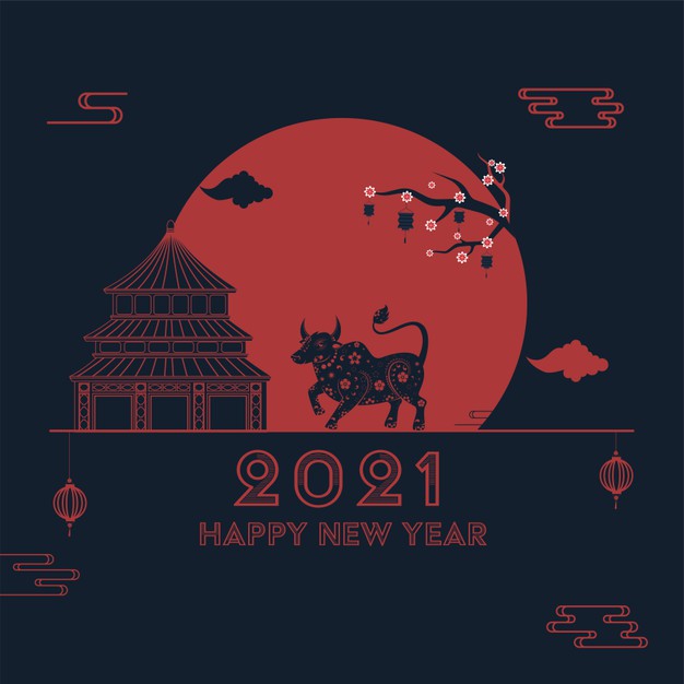 2021牛年新年中国风元素背景