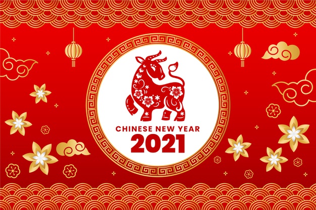 2021牛年新年红色背景