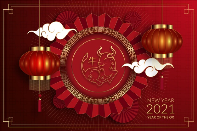 2021牛年新年喜庆灯笼背景