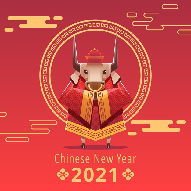 2021牛年新年插画背景