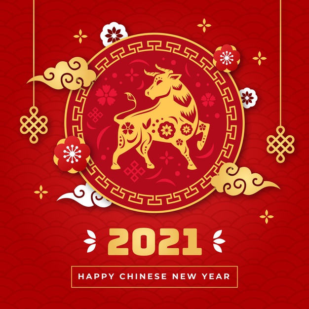 2021牛年新年中国风元素插画背景