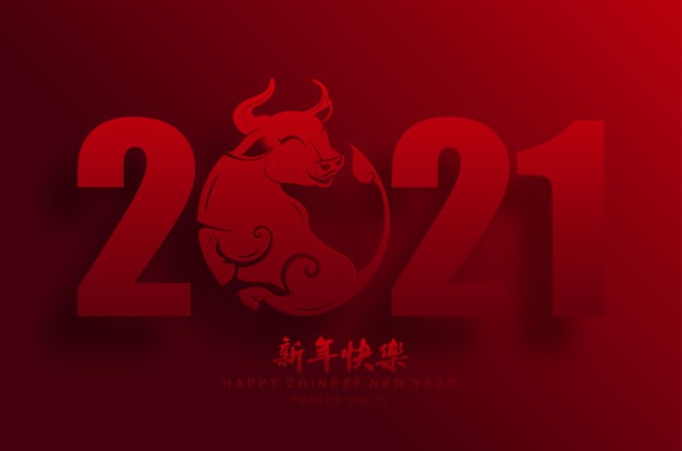 2021牛年新年简约红色背景