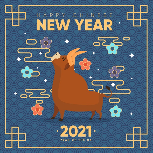 2021牛年新年插画背景