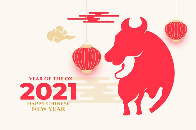 2021牛年新年灯笼祥云背景