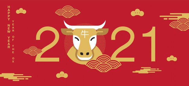 2021牛年新年中国风元素插画背景