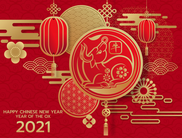 2021牛年新年灯笼祥云背景