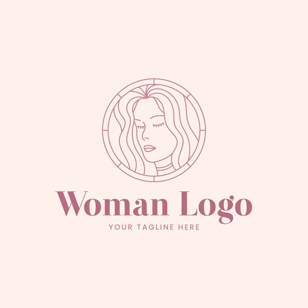 手绘女人，线条logo标志