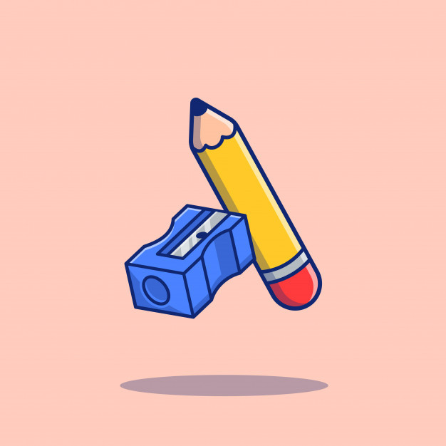 削笔器，铅笔，卡通矢量图插画