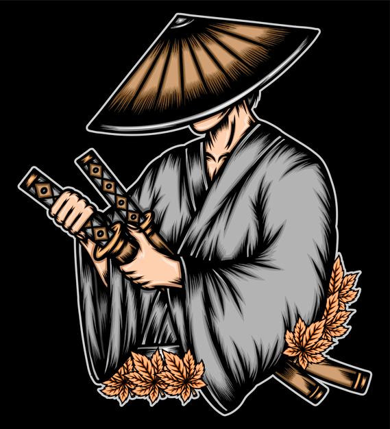 武士浪人日本日式插画