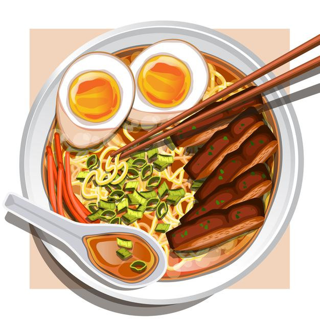 鸡排拉面面条食品插画