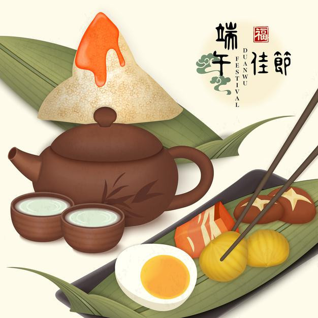 端午节粽子食品插画背景