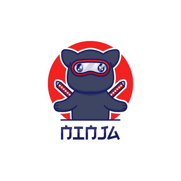 可爱的忍者猫标志logo插画