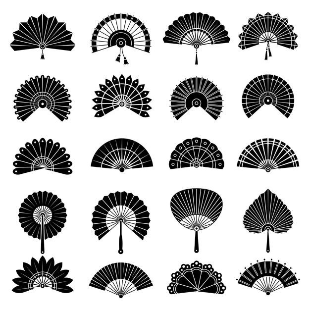 中国风中式扇子折扇纸扇日式插画元素图案