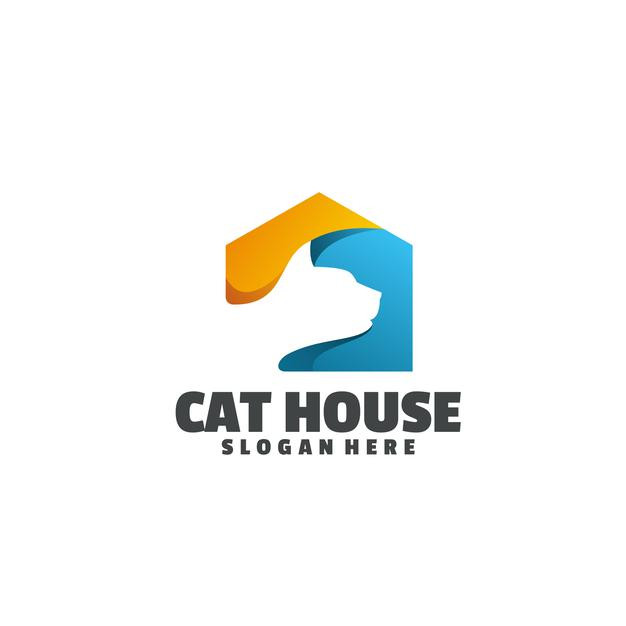 小猫咪房屋宠物店logo标志