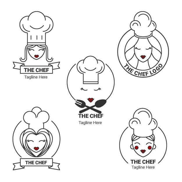 餐饮女厨师吉祥物logo标志