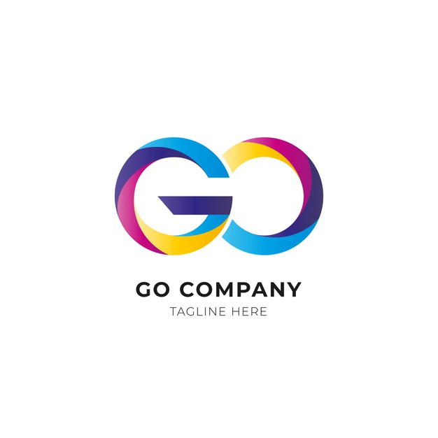 渐变色GO字母logo标志