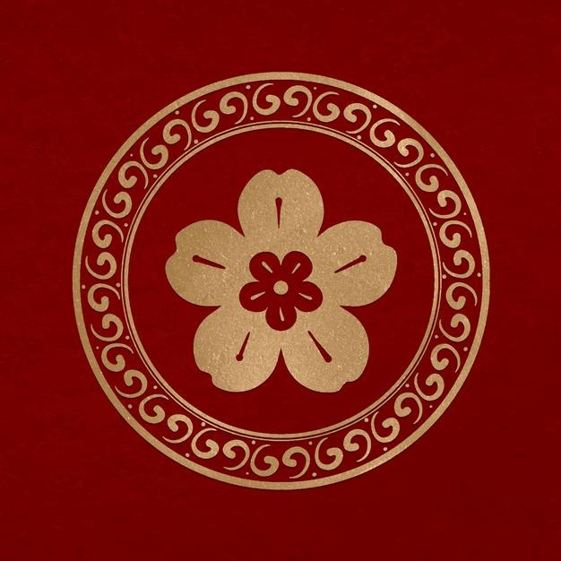 中国风樱花徽章标志logo