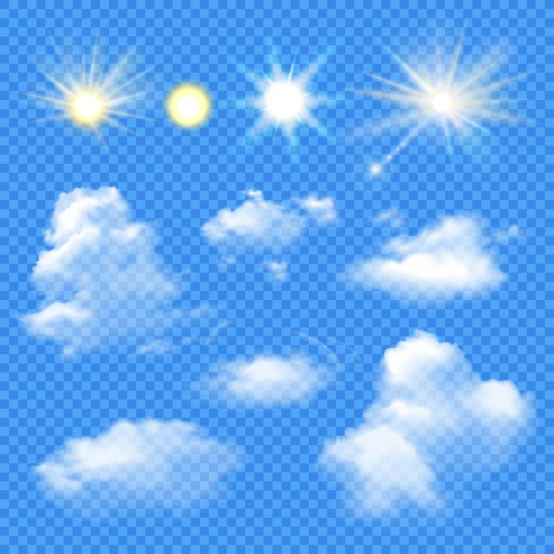 太阳写实云朵白云元素