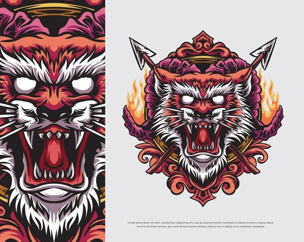 老虎吉祥物标志插画