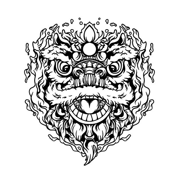 舞狮国潮插画
