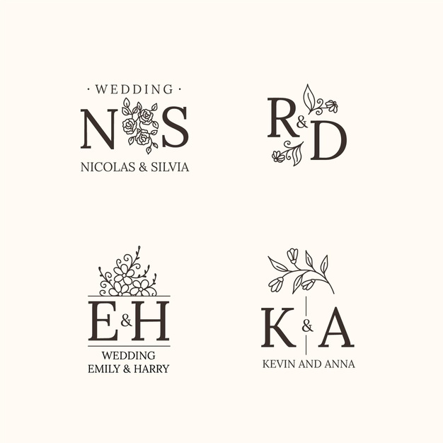 NS，RD，EH，KA，婚礼结婚字母logo标志