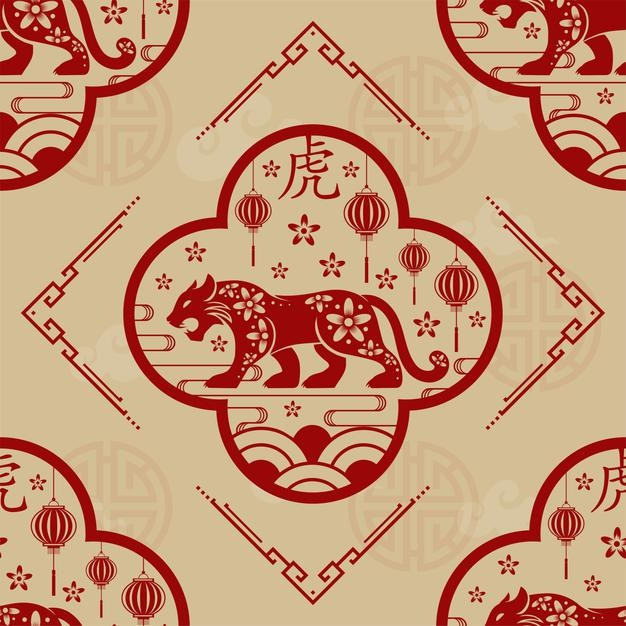 2022年新年无缝拼接花纹背景