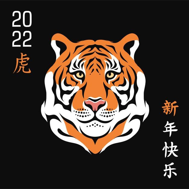 2022年新年虎年元旦老虎插画