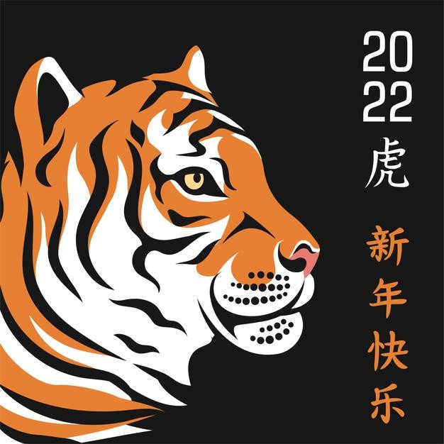 2022年新年虎年元旦老虎插画