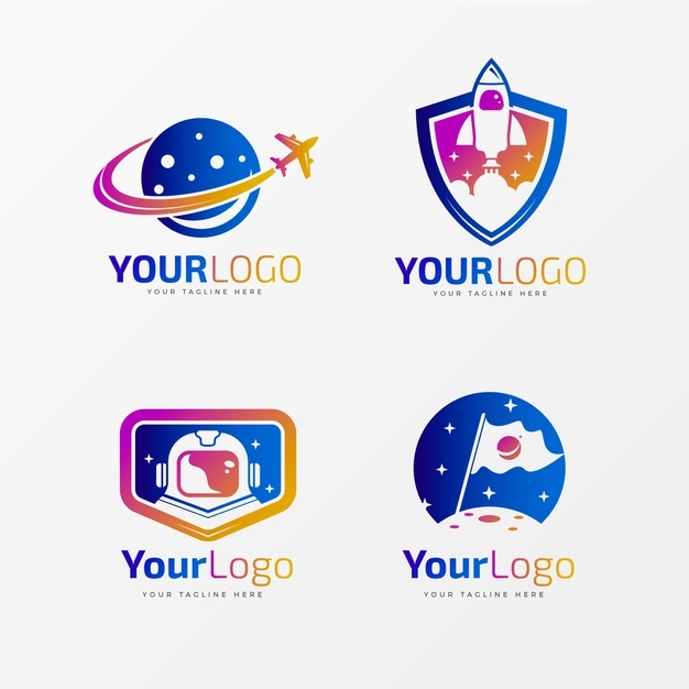 渐变星系星球火箭宇航员logo标志