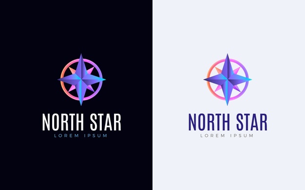 渐变北极星logo标志